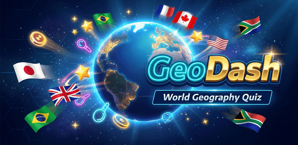 GeoDash World Geography Quiz Google Play Feature Graphic